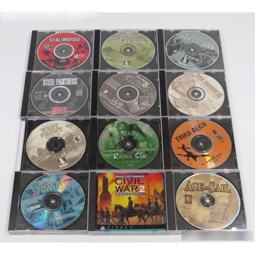 Lot of 12 Vintage PC War Games Civil War 2 Steel Panthers West Front Gold CD-ROM